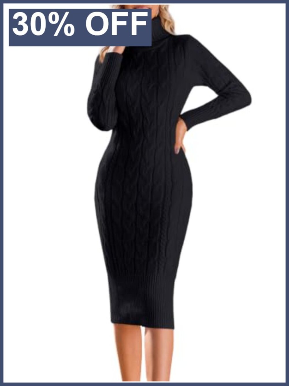 Womens Turtleneck Sweater Dress Knit Bodycon Midi Fall Winter